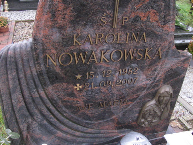 Karolina Nowakowska 1982 Pasłęk - Grobonet - Wyszukiwarka osób pochowanych